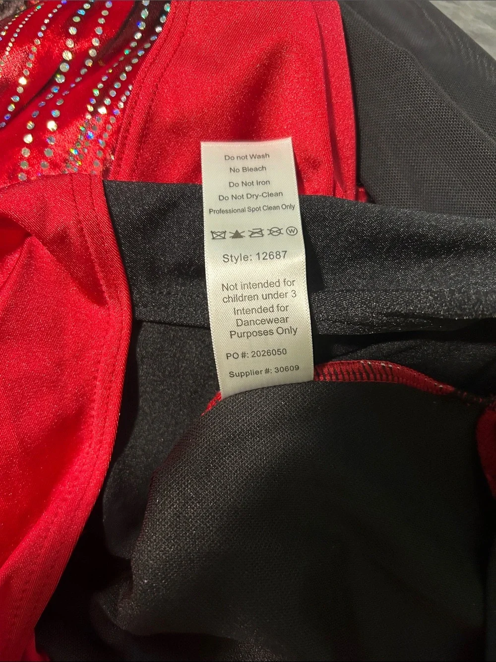 Weissman Red and Black Sparkle Dance Costume